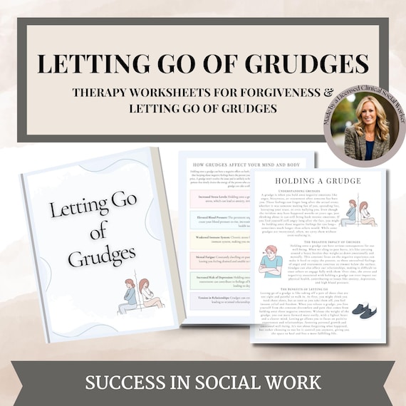 Forgiveness and Letting Go of Grudges Therapy Worksheets for therapists school counselors, therapy workbook, therapy resources,mental health