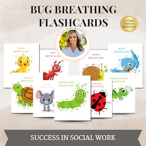 Tarjetas de respiración consciente para niños, habilidades de afrontamiento, estrategias de afrontamiento, trazado de dedos, tarjetas calmantes, alivio de la ansiedad, TCC, terapia