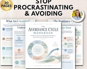 Avoidance Cycle Workbook for Adults, Therapy Worksheets for Procrastination, Anxiety, Overthinking, Coping Skills & Behavior Change
