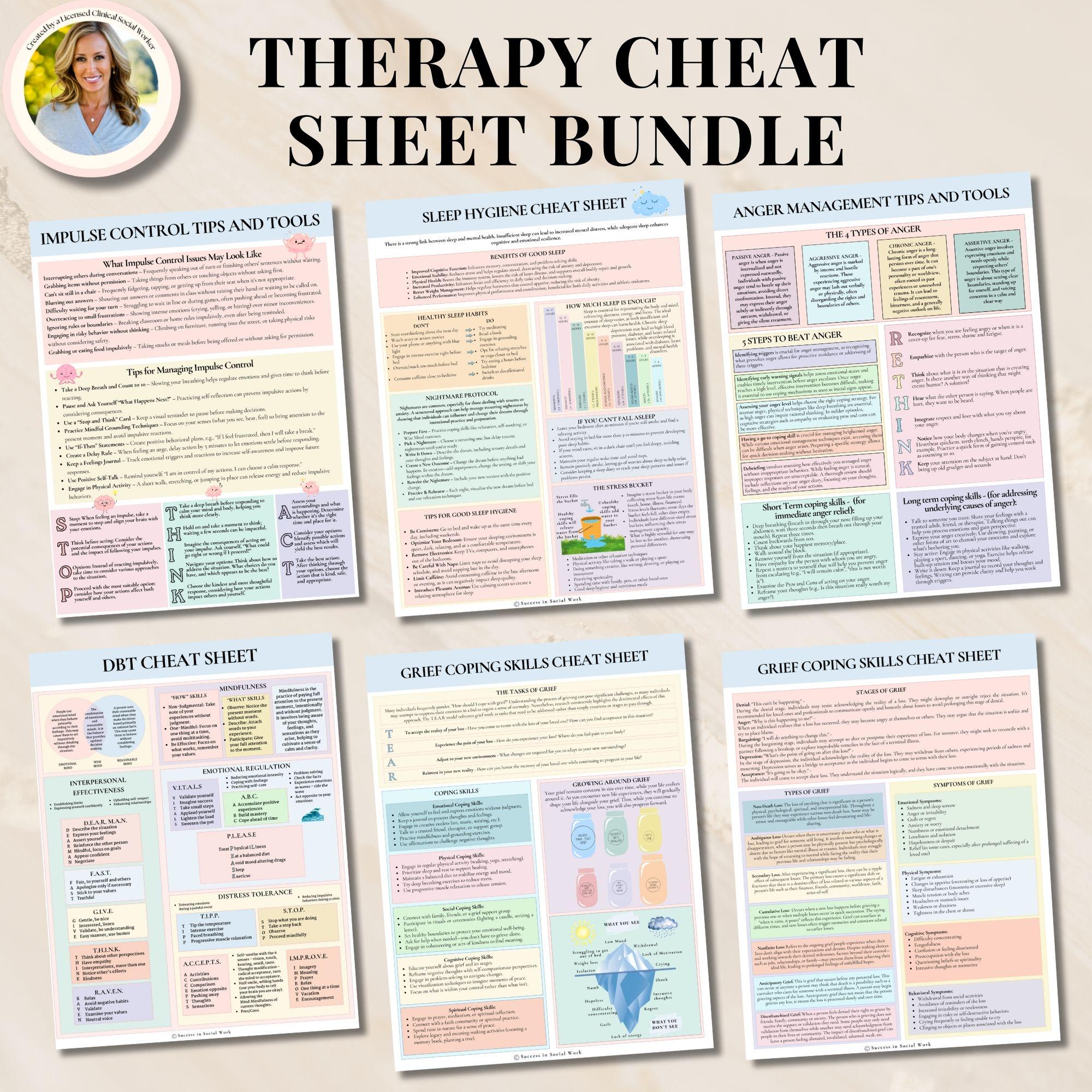 Therapy Cheat Sheet Bundle for Therapists and Mental Health ...