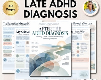 Late ADHD Diagnosis Workbook, Adult ADHD Worksheets, ADHD Therapy Resource, Masking, Identity, Grief & Self Understanding