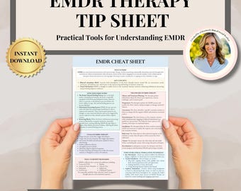 EMDR for therapists cheat sheet, Eye Movement Desensitization and Reprocessing tip sheet handout,EMDR Worksheets,trauma worksheets resources