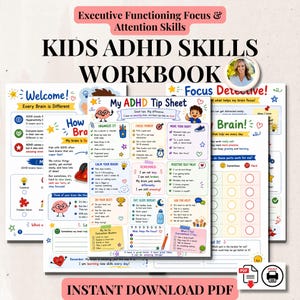 Kids ADHD Workbook Executive Function Activities Emotional Regulation Worksheets Back to School Focus Skills Printable PDF Instant Download