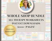 Whole shop therapy worksheet bundle, Complete Shop Bundle,Anxiety, depression, trauma, PTSD, CBT, family,couples,self-worth,self-esteem,sfbt