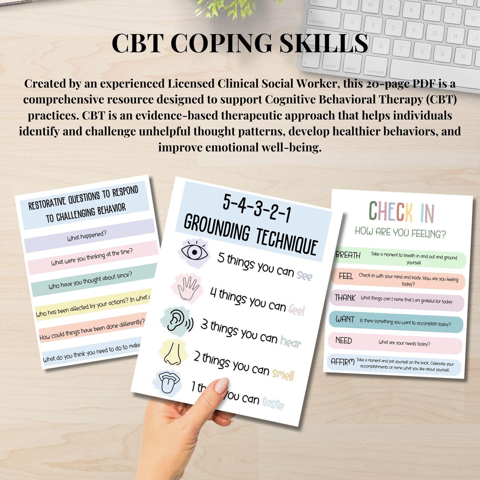 CBT Coping Skills Worksheets for Therapists Psychologist & Counselor ...