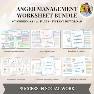 Anger Therapy Workbook Bundle, Anger Management Workbook & Worksheets, Anger Workbook Adults, Anger Coping Skill Anger Therapy Worksheets