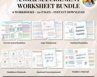 Anger Therapy Workbook Bundle, Anger Management Workbook & Worksheets, Anger Workbook Adults, Anger Coping Skill Anger Therapy Worksheets
