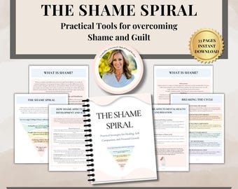 The Shame Spiral Therapy Workbook Self-Care Journal, Therapy Worksheets, Affirmations for Self-Worth, Therapist Resource, Self-Therapy Tool