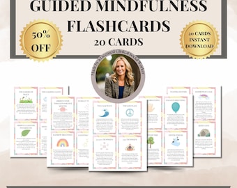 Guided Mindfulness Flash cards, anxiety coping skill cards, guided mindfulness script,social anxiety,self care,therapy worksheets self-help