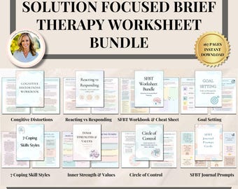 Lösungsorientierte Therapie Mega Bundle, psychische Gesundheit, SFBT Arbeitsblätter Ziele, SFBT Therapie Arbeitsblätter Lösungsorientierte Kurztherapie Spickzettel