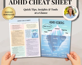 ADHD Executive functioning Cheat Sheet, ADHD Worksheets, Kids Teen Coping Skills Tool,Executive Dysfunction, ADHD Iceberg,Anxiety Depression