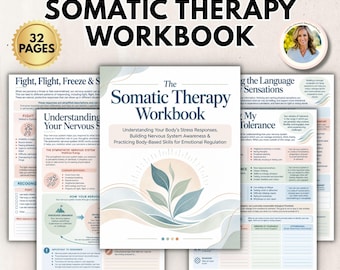 Somatic Therapy Workbook, Somatic Therapy Exercises & Nervous System Worksheets, Grounding Exercises,  Trauma-Informed Mental Health PDF
