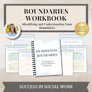 Boundaries workbook, boundaries worksheets, DBT skills, DBT therapy, social skills, anxiety, DBT bundle, therapy office decor, therapy tools