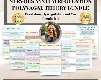 Nervous System Regulation Workbook, Polyvagal Theory Ladder Vagus Vagal Nerve Therapy Techniques Worksheets Co-regulation Somatic Exercise