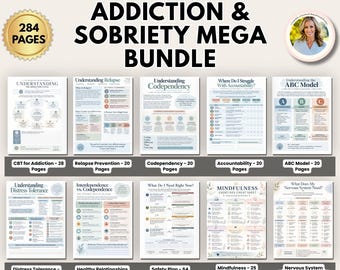 Sobriety & Addiction Bundle Addiction Recovery Worksheets, Relapse Prevention Safety Plan Workbook CBT Therapy Tools Substance Use Disorder