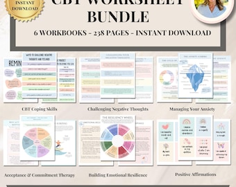 CBT Worksheets Bundle,Cognitive Behavioral Therapy, Anxiety Worksheets, setting healthy boundaries,CBT Tools,Therapy worksheets, social work