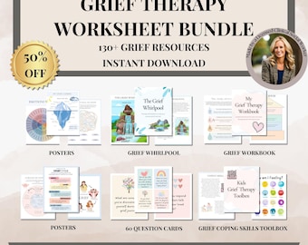 Grief and Loss bundle for kids and teens, Grief Whirlpool parenting resources, death coping skills, social emotional learning, SEL, CBT