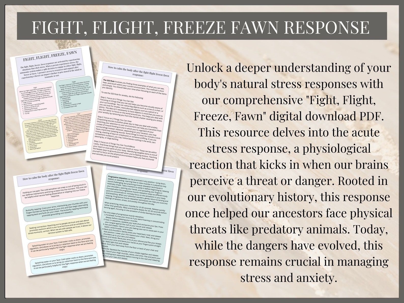 Fight Flight Freeze Fawn Therapy Worksheets, Stress Response, Fight or ...