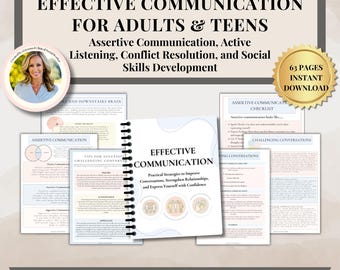 Effective Communication Workbook, Therapist Toolkit Counseling Resources for Active Listening Assertive Communication for Teens & Adults