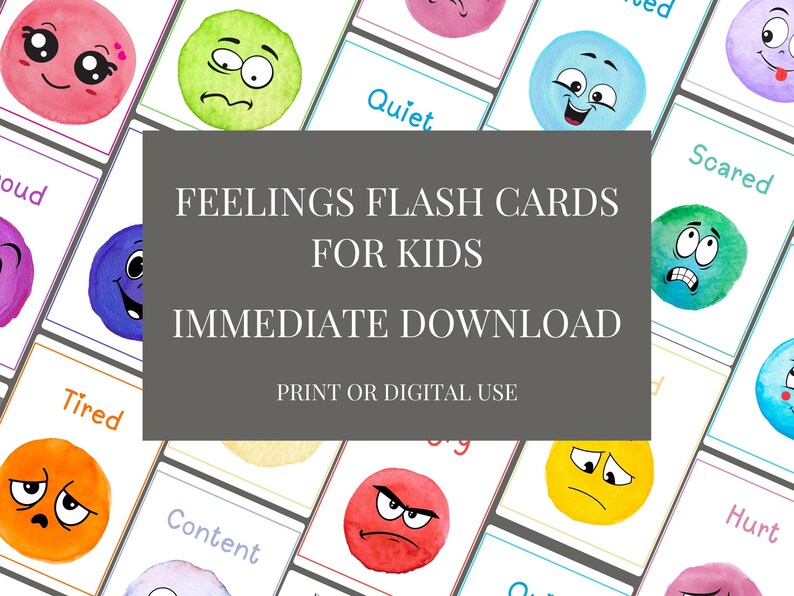 Kids Feelings Flashcards, Feelings Poster, Emotions Poster, Calm Down ...