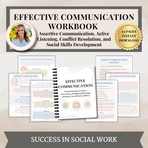 Effective Communication Workbook for Adults & Teens, Therapist Toolkit Counseling Resources for Active Listening Assertive Communication