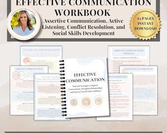 Effective Communication Workbook for Adults & Teens, Therapist Toolkit Counseling Resources for Active Listening Assertive Communication