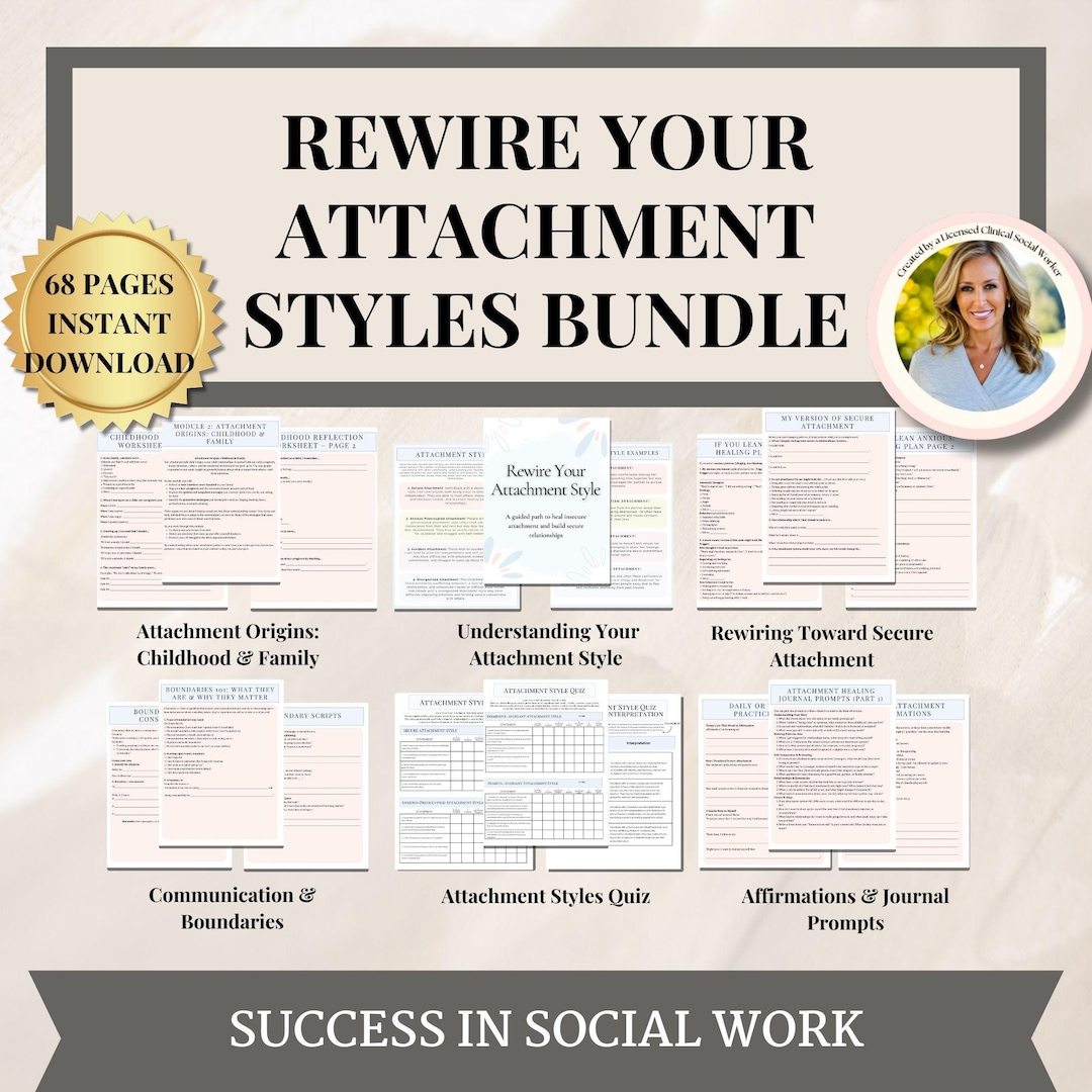Attachment Styles Therapy Worksheet Bundle, Attachment Theory Cheat ...