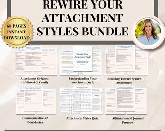 Attachment Styles Therapy Worksheet Bundle, Attachment Theory Cheat Sheet adult attachment styles, couples counseling, attachment style quiz