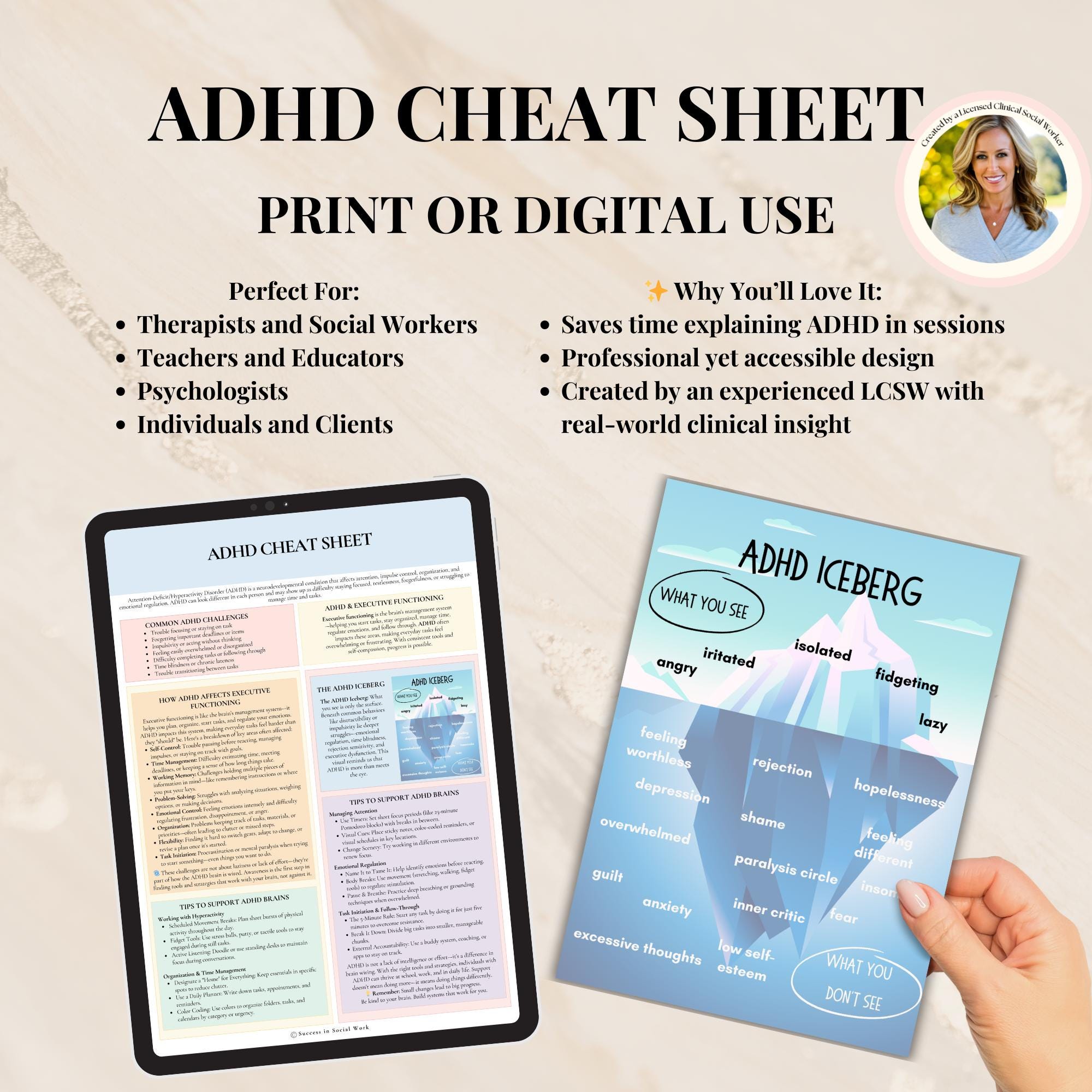 ADHD Executive Functioning Cheat Sheet, ADHD Worksheets, Kids Teen ...