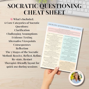 Socratic Questioning Prompt Socratic Questions Cheat Sheet for Therapists & Therapy Sessions ...