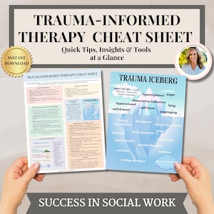 Trauma-Informed Therapy Cheat Sheet for therapist, Complex PTSD, Therapy Worksheets, Healing from Trauma, Trauma Processing, Trauma Therapy