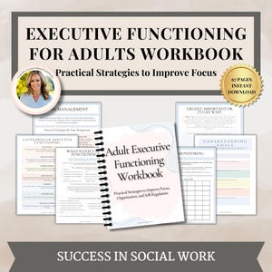 Executive Functioning Workbook for adults, Adult Adhd,ADHD Late Diagnosis,neurodiversity,therapy journal, emotional regulation