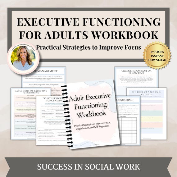 Executive Functioning Workbook for adults, Adult Adhd,ADHD Late Diagnosis,neurodiversity,therapy journal, emotional regulation