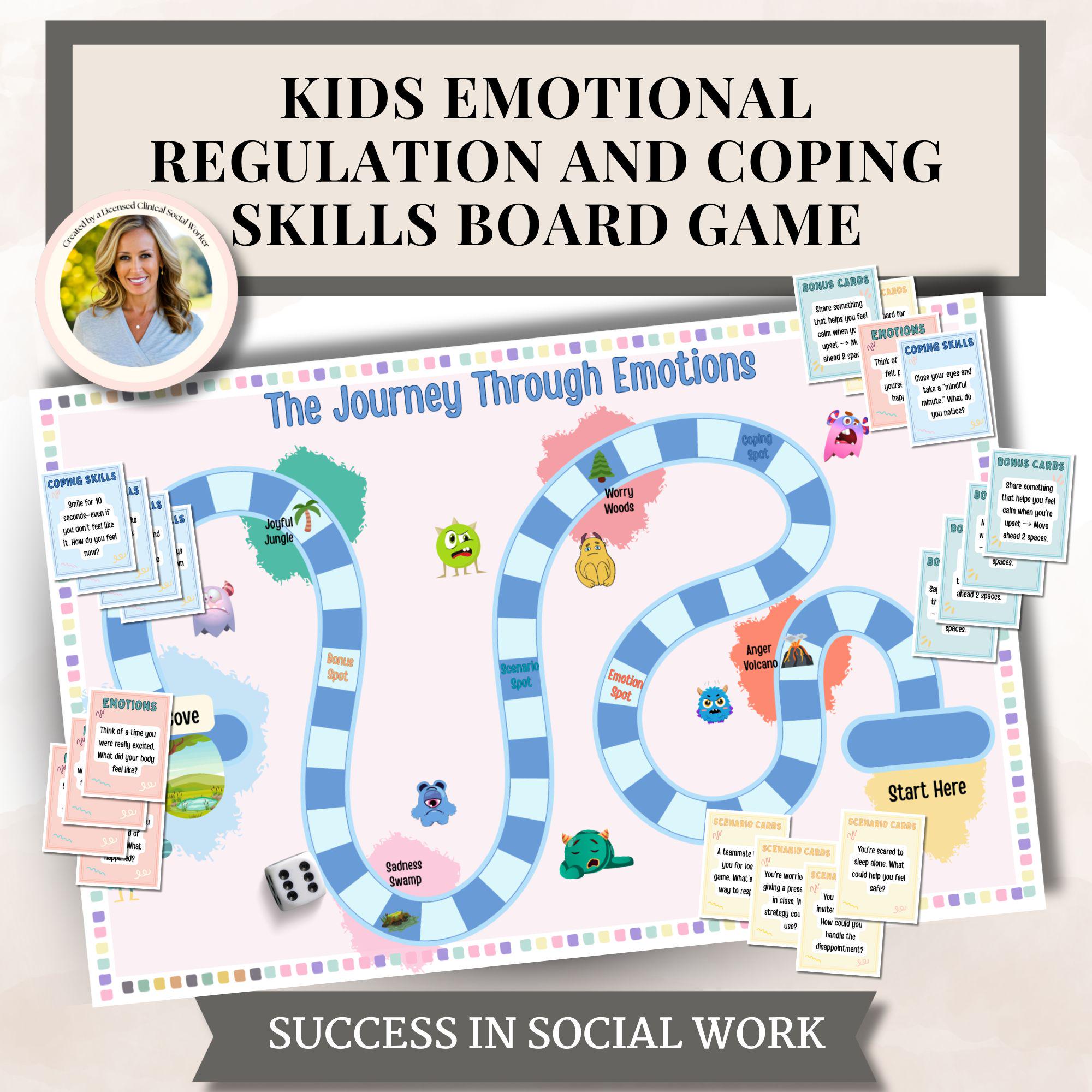 Kids Emotions Board Game Therapy Coping Skills Game for Kids Emotional ...