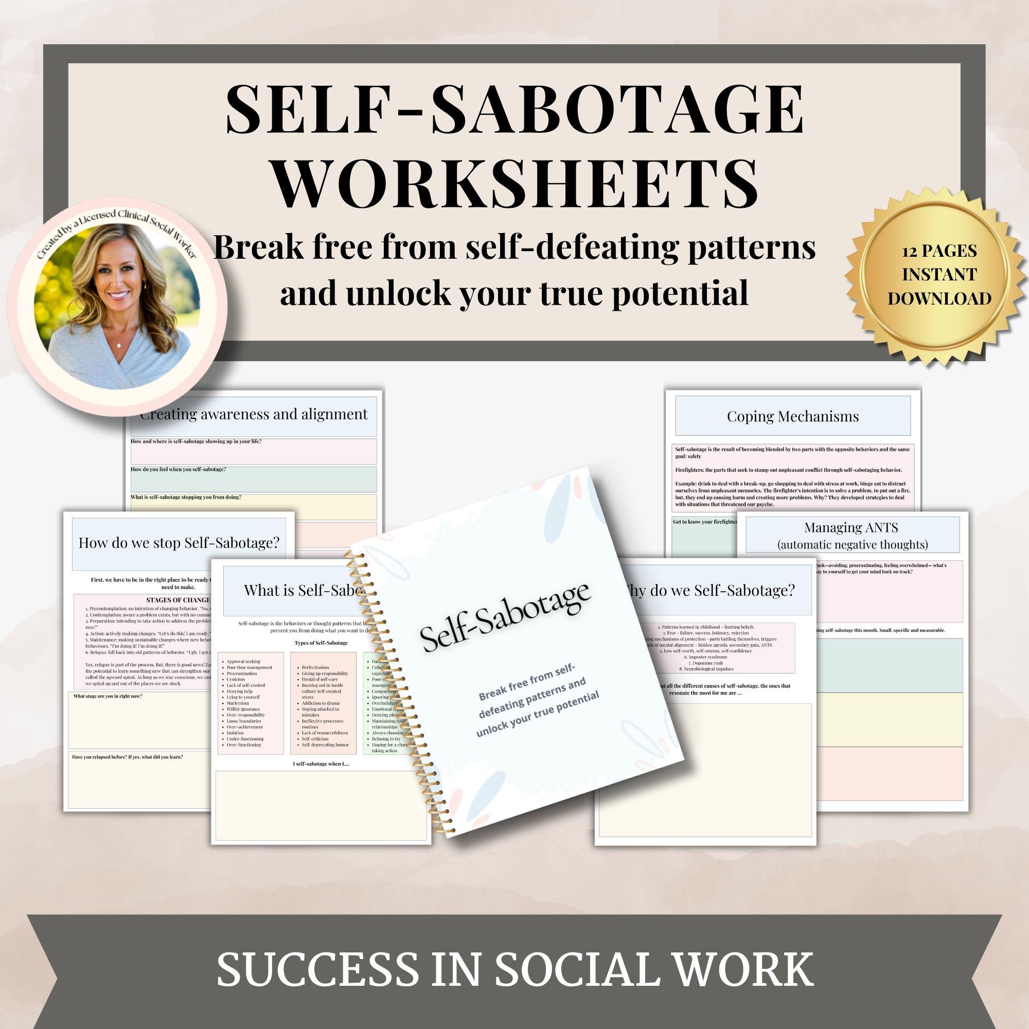 Self Sabotage Workbook,self-love Journal Therapy,emotional Regulation ...