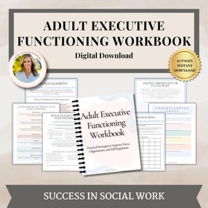 Adult Executive Functioning Workbook, Adult Adhd,ADHD Late Diagnosis,neurodiversity,therapy journal, emotional regulation,therapist resource
