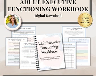 Adult Executive Functioning Workbook, Adult Adhd,ADHD Late Diagnosis,neurodiversity,therapy journal, emotional regulation,therapist resource