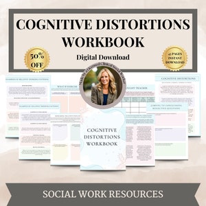 Cognitive distortions worksheets, challenge unhelpful thinking styles, therapy worksheets, bpd, coping skills, psychology DBT, CBT, anxiety