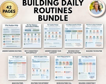 Daily Routine Workbook for Adults, Habit Building Worksheets, ADHD Executive Functioning, Productivity Planner, Self Care Therapy Tools