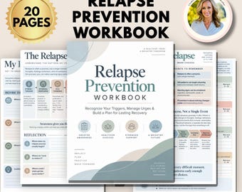 Relapse Prevention Workbook | Addiction Recovery Worksheets, Trigger & Urge Coping Skills, Sobriety Plan, Recovery Therapy Tools
