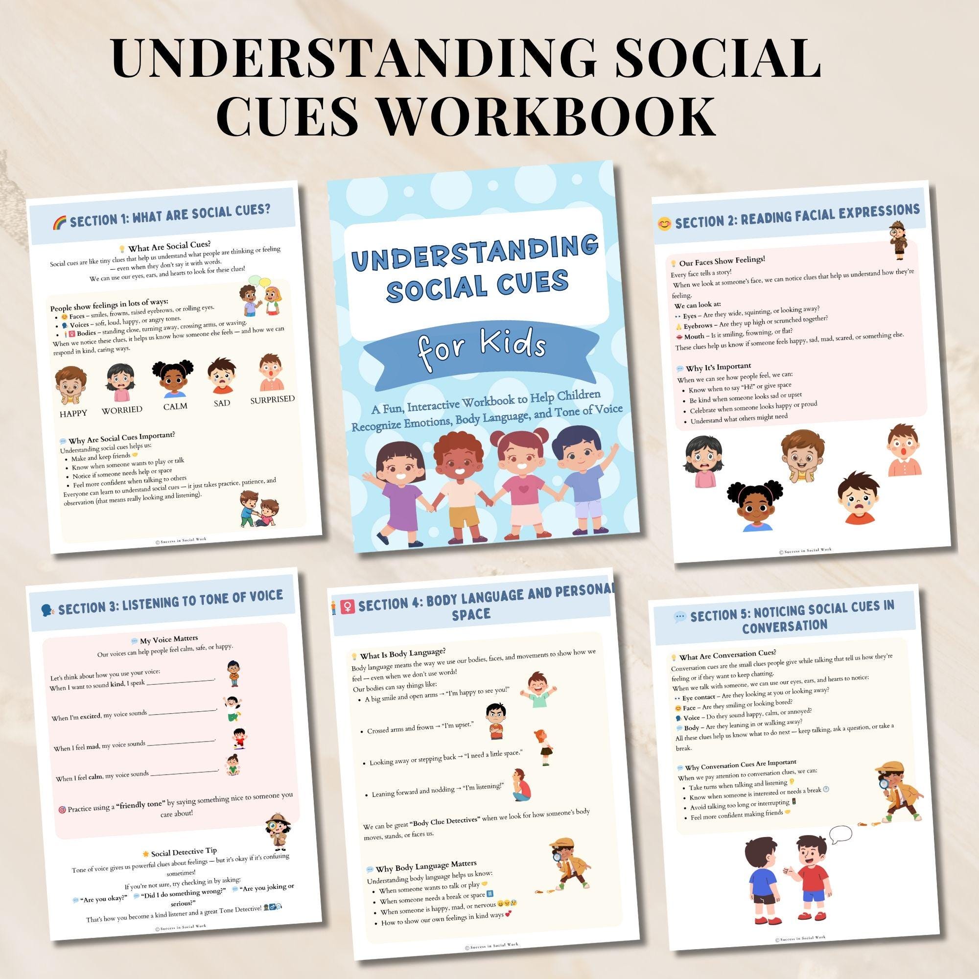 Understanding Social Cues Workbook for Therapist & Social Workers ...