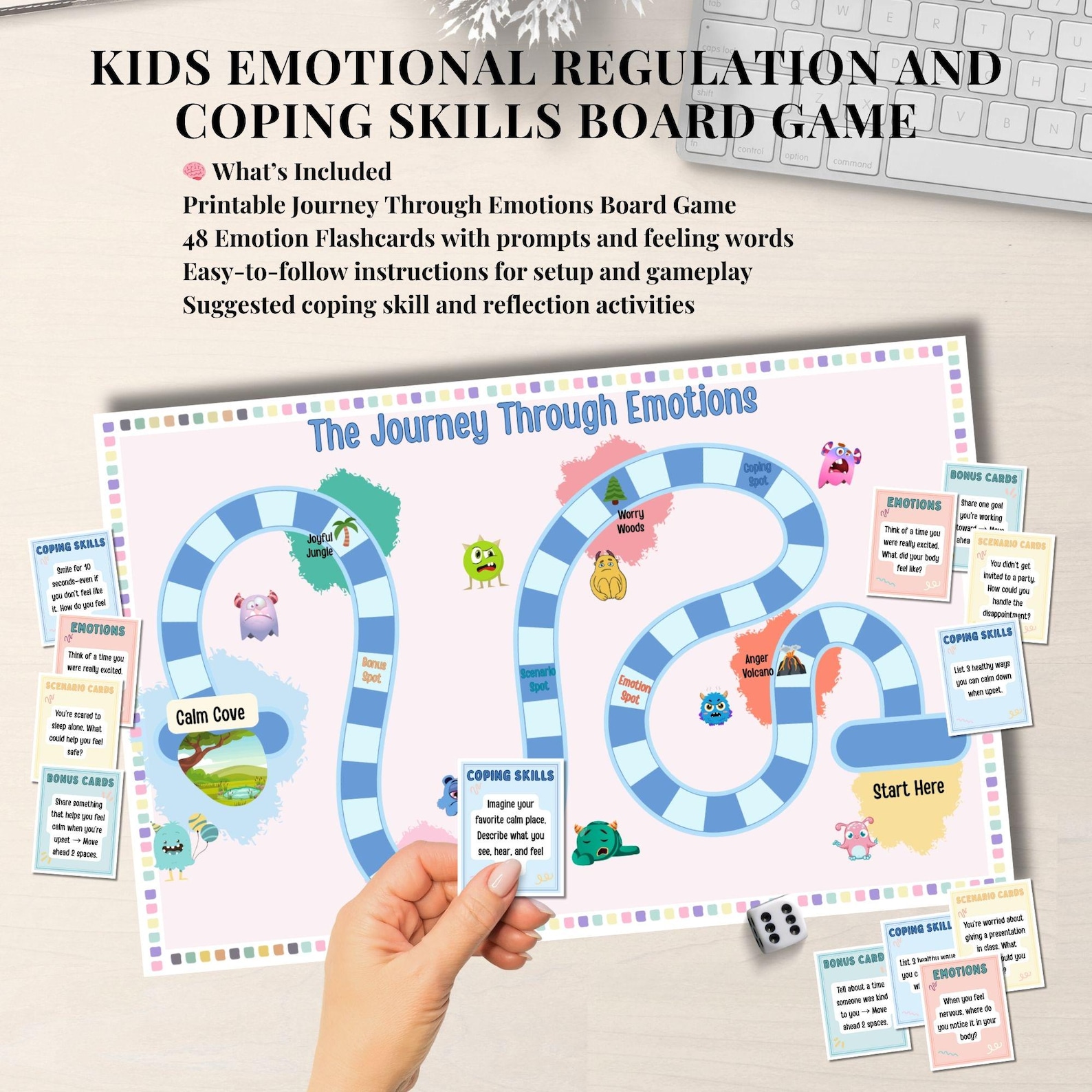 Kids Emotions Board Game Therapy Coping Skills Game for Kids Emotional ...