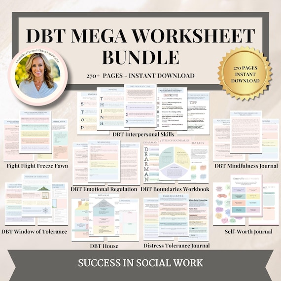 DBT MEGA BUNDLE, dbt workbook, dbt skills, counselling resources, therapy tools, therapy worksheet, mental health printable, dbt flash cards