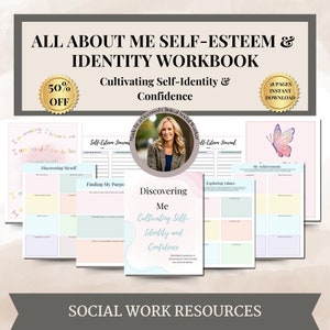 Self esteem worksheets, Self esteem and confidence and self identity worksheets,therapy resources,therapy office decor,teen and kids therapy