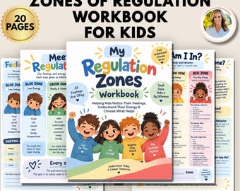 Zones of Regulation Workbook for Kids | Emotional Regulation, Coping Skills, Feelings & Self Regulation Activities | Therapy Worksheets