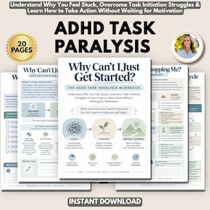 ADHD Task Paralysis Workbook, Executive Dysfunction Worksheets, ADHD Procrastination Task Initiation Skills Adult & Teen ADHD Neurodiversity