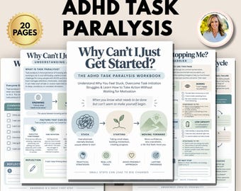 ADHD Task Paralysis Workbook, Executive Dysfunction Worksheets, ADHD Procrastination Task Initiation Skills Adult & Teen ADHD Neurodiversity