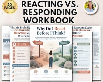 Reacting vs Responding Workbook | Emotional Regulation Worksheets | Impulse Control, Anger Management, CBT DBT Therapy Tools PDF
