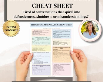 Effective Communication Cheat Sheet for Couples & Co-Parents Printable PDF Scripts for Calm Conflict, Boundaries, Therapist LCSW tools