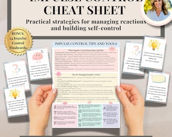 Impulse Control Cheat Sheet & Coping Skills Strategies, ADHD-Executive Functioning Therapy Handout-Kids-Teens-Impulsivity ADHD Coping Skills